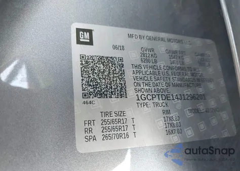 2018 Chevrolet Colorado Z71 из США, поврежденный, VIN 1GCPTDE14J1296201